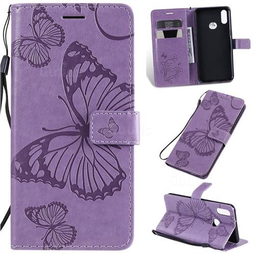 Embossing 3D Butterfly Leather Wallet Case for Samsung Galaxy A10s - Purple