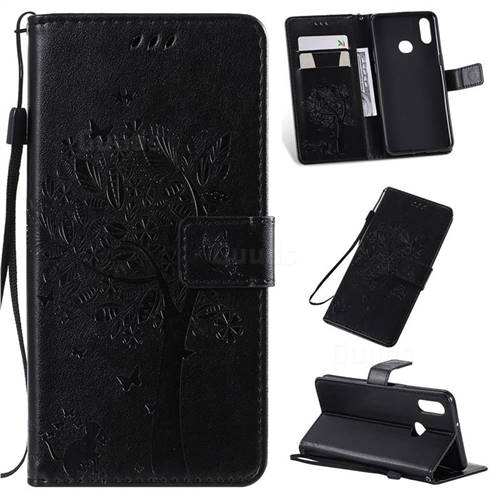 Embossing Butterfly Tree Leather Wallet Case for Samsung Galaxy A10s - Black