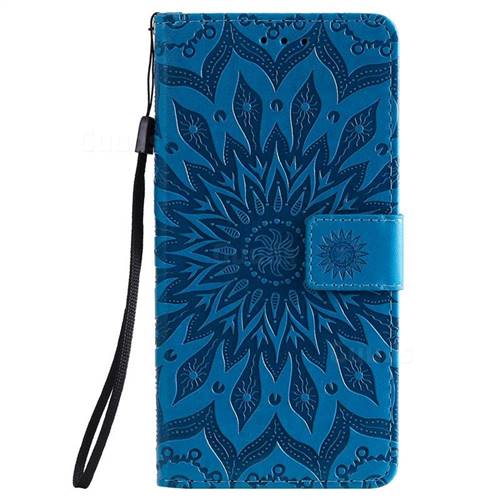 Embossing Sunflower Leather Wallet Case for Samsung Galaxy A10s - Blue ...