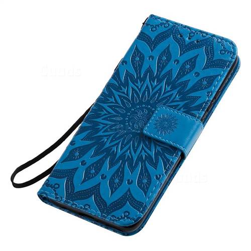 Embossing Sunflower Leather Wallet Case for Samsung Galaxy A10s - Blue ...