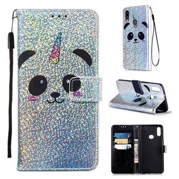 Panda Unicorn Sequins Painted Leather Wallet Case for Samsung Galaxy A10s
