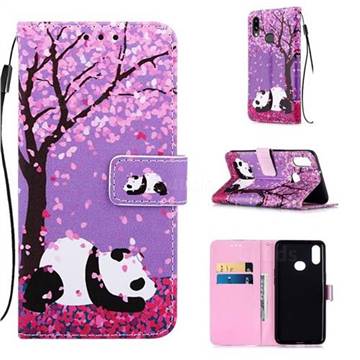Cherry Blossom Panda Matte Leather Wallet Phone Case for Samsung Galaxy A10s