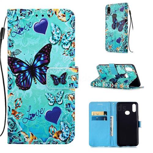 Love Butterfly Matte Leather Wallet Phone Case for Samsung Galaxy A10s