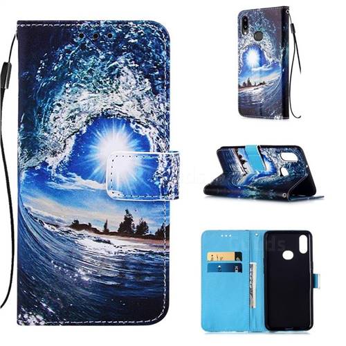 Waves and Sun Matte Leather Wallet Phone Case for Samsung Galaxy A10s
