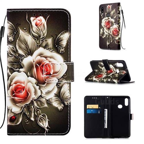 Black Rose Matte Leather Wallet Phone Case for Samsung Galaxy A10s