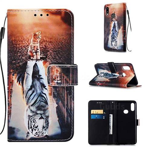 Cat and Tiger Matte Leather Wallet Phone Case for Samsung Galaxy A10s