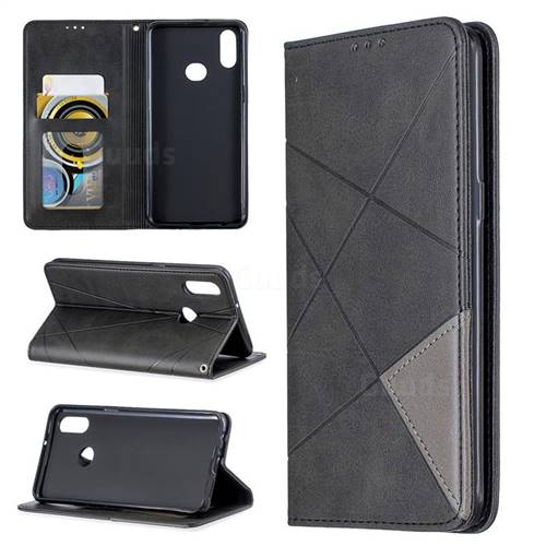 Prismatic Slim Magnetic Sucking Stitching Wallet Flip Cover for Samsung Galaxy A10s - Black