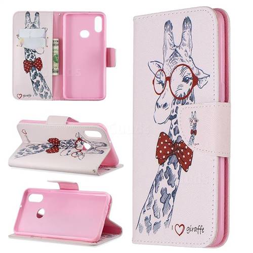 Glasses Giraffe Leather Wallet Case for Samsung Galaxy A10s