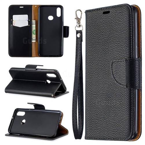 Classic Luxury Litchi Leather Phone Wallet Case for Samsung Galaxy A10s - Black