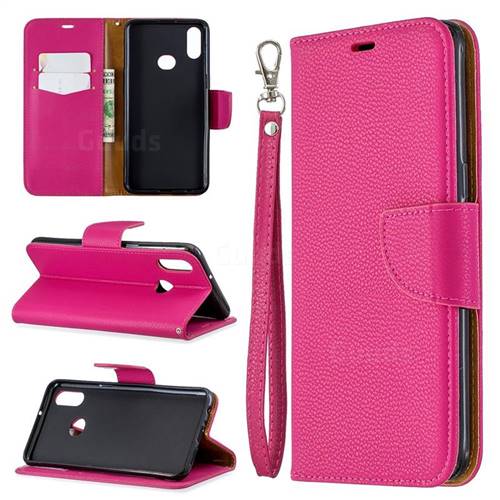 Classic Luxury Litchi Leather Phone Wallet Case for Samsung Galaxy A10s - Rose
