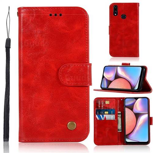 Luxury Retro Leather Wallet Case for Samsung Galaxy A10s - Red