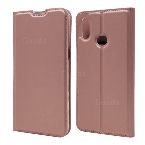 Ultra Slim Card Magnetic Automatic Suction Leather Wallet Case for Samsung Galaxy A10s - Rose Gold