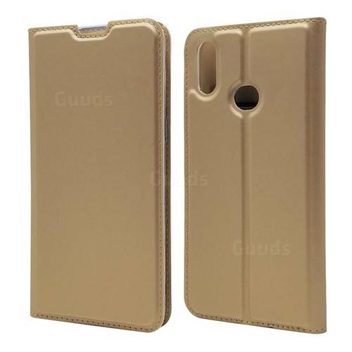 Ultra Slim Card Magnetic Automatic Suction Leather Wallet Case for Samsung Galaxy A10s - Champagne