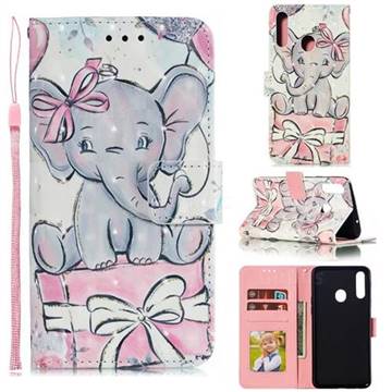 Bow Elephant 3D Painted Leather Phone Wallet Case for Samsung Galaxy A10s