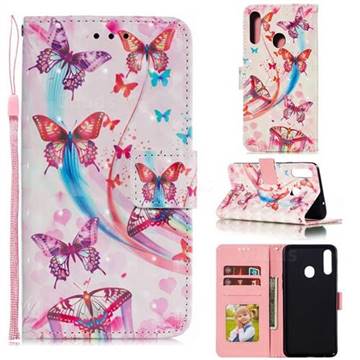 Ribbon Flying Butterfly 3D Painted Leather Phone Wallet Case for Samsung Galaxy A10s