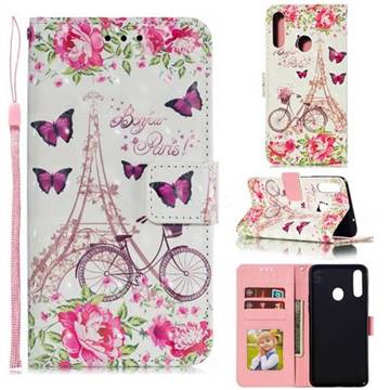 Bicycle Flower Tower 3D Painted Leather Phone Wallet Case for Samsung Galaxy A10s