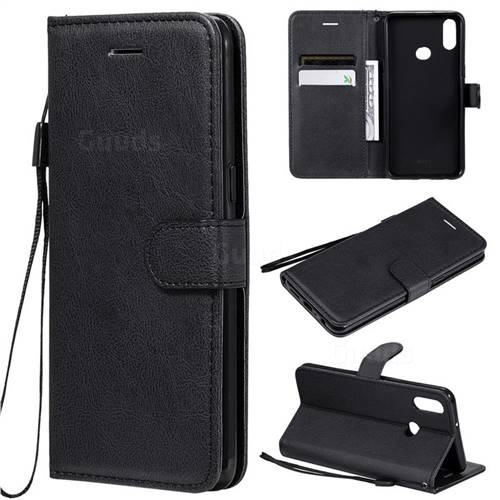 Retro Greek Classic Smooth PU Leather Wallet Phone Case for Samsung Galaxy A10s - Black