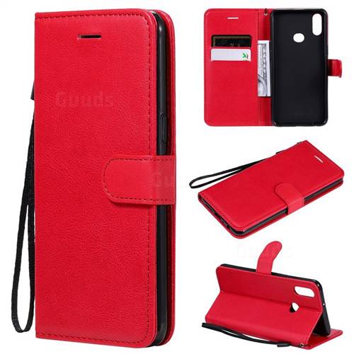Retro Greek Classic Smooth PU Leather Wallet Phone Case for Samsung Galaxy A10s - Red