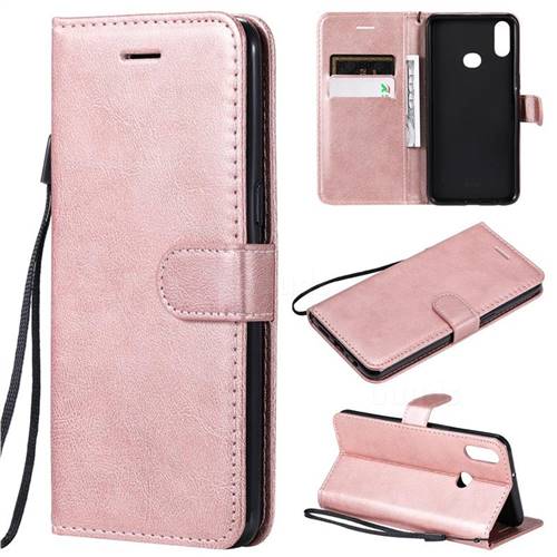 Retro Greek Classic Smooth PU Leather Wallet Phone Case for Samsung Galaxy A10s - Rose Gold
