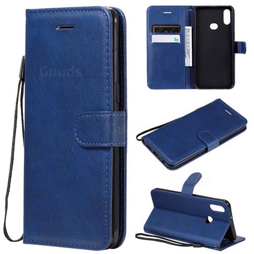 Retro Greek Classic Smooth PU Leather Wallet Phone Case for Samsung Galaxy A10s - Blue
