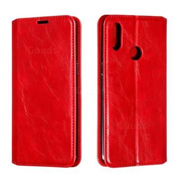 Retro Slim Magnetic Crazy Horse PU Leather Wallet Case for Samsung Galaxy A10s - Red