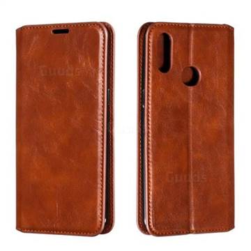 Retro Slim Magnetic Crazy Horse PU Leather Wallet Case for Samsung Galaxy A10s - Brown
