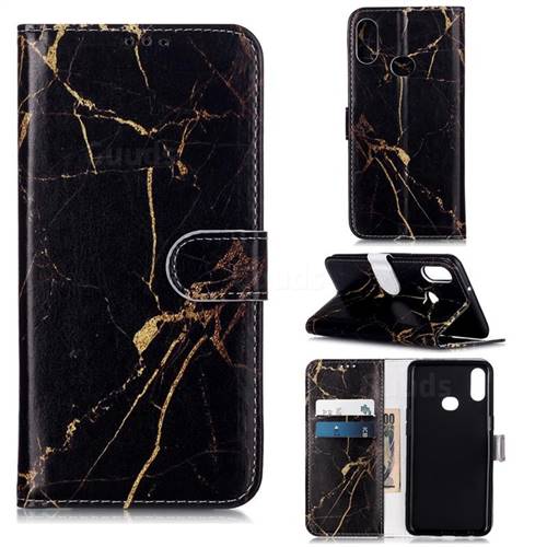 Black Gold Marble PU Leather Wallet Case for Samsung Galaxy A10s