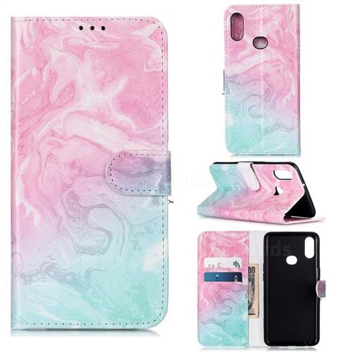 Pink Green Marble PU Leather Wallet Case for Samsung Galaxy A10s