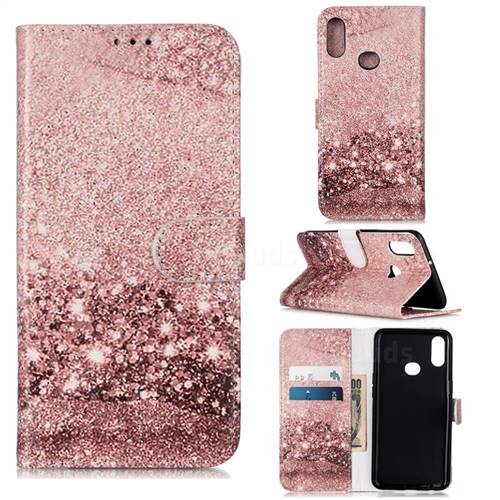 Glittering Rose Gold PU Leather Wallet Case for Samsung Galaxy A10s