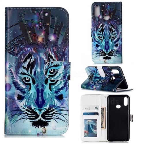 Ice Wolf 3D Relief Oil PU Leather Wallet Case for Samsung Galaxy A10s