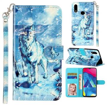 Snow Wolf 3D Leather Phone Holster Wallet Case for Samsung Galaxy A10s