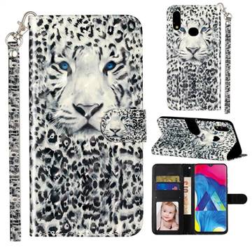 White Leopard 3D Leather Phone Holster Wallet Case for Samsung Galaxy A10s