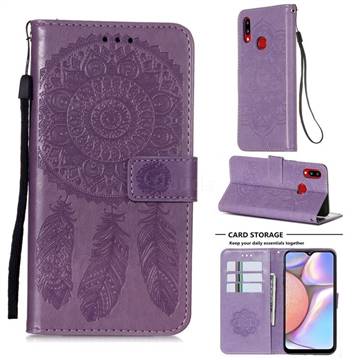Embossing Dream Catcher Mandala Flower Leather Wallet Case for Samsung Galaxy A10s - Purple