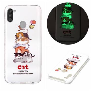 Cute Cat Noctilucent Soft TPU Back Cover for Samsung Galaxy A11
