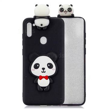 Blue Bow Panda Soft 3D Climbing Doll Soft Case for Samsung Galaxy A11
