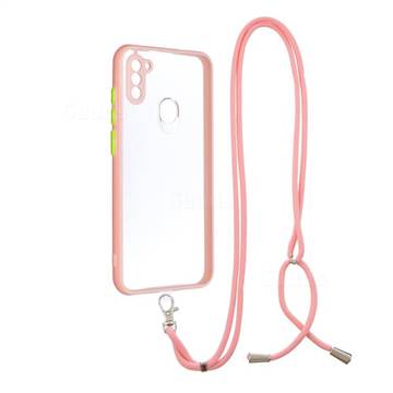 Necklace Cross-body Lanyard Strap Cord Phone Case Cover for Samsung Galaxy A11 - Pink
