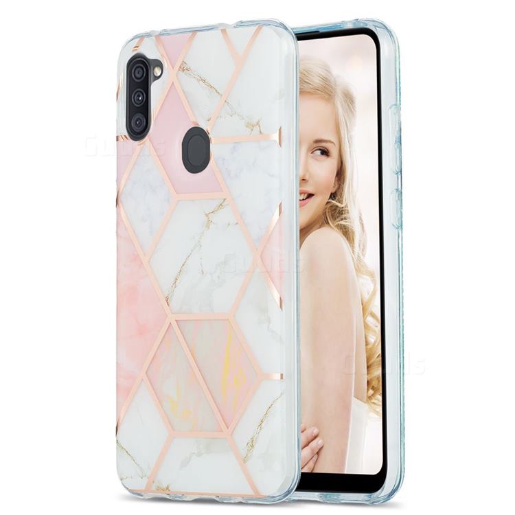 Pink White Marble Pattern Galvanized Electroplating Protective Case Cover for Samsung Galaxy A11