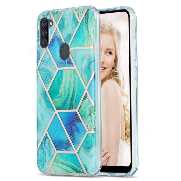 Green Glacier Marble Pattern Galvanized Electroplating Protective Case Cover for Samsung Galaxy A11