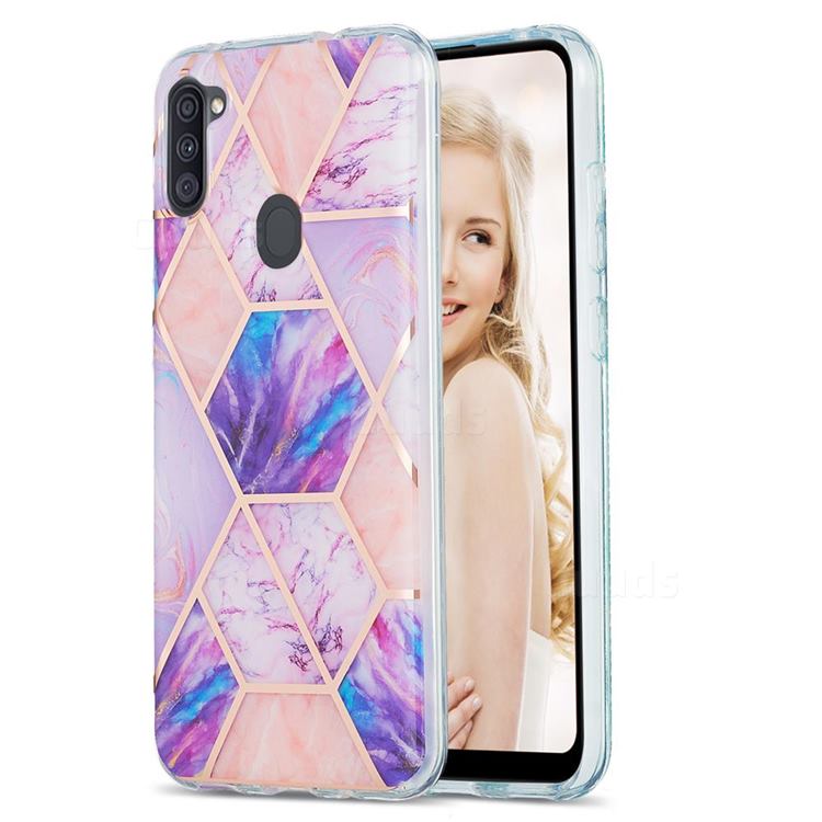 Purple Dream Marble Pattern Galvanized Electroplating Protective Case Cover for Samsung Galaxy A11