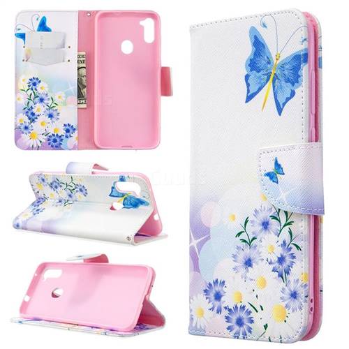Butterflies Flowers Leather Wallet Case for Samsung Galaxy A11