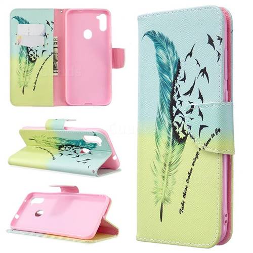 Feather Bird Leather Wallet Case for Samsung Galaxy A11
