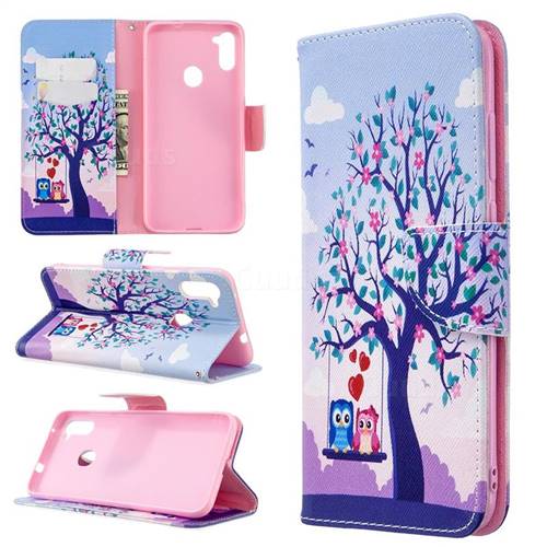 Tree and Owls Leather Wallet Case for Samsung Galaxy A11