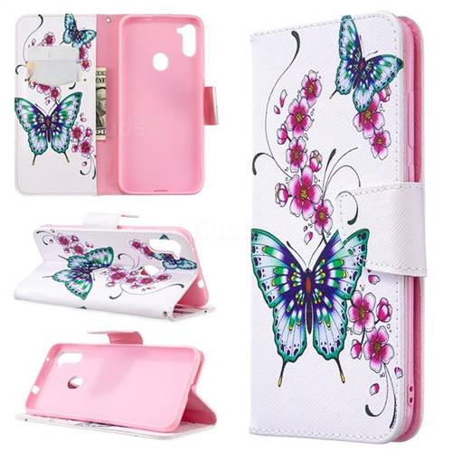 Peach Butterflies Leather Wallet Case for Samsung Galaxy A11