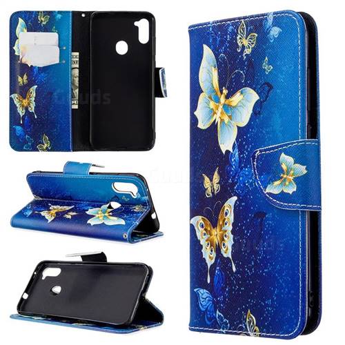 Golden Butterflies Leather Wallet Case for Samsung Galaxy A11