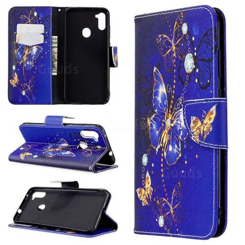 Purple Butterfly Leather Wallet Case for Samsung Galaxy A11