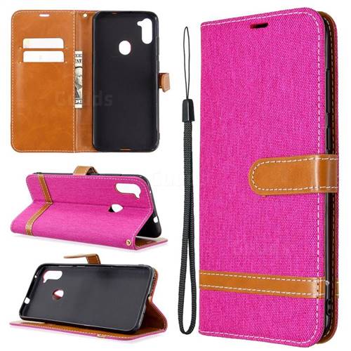 Jeans Cowboy Denim Leather Wallet Case for Samsung Galaxy A11 - Rose