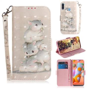 Three Squirrels 3D Painted Leather Wallet Phone Case for Samsung Galaxy A11
