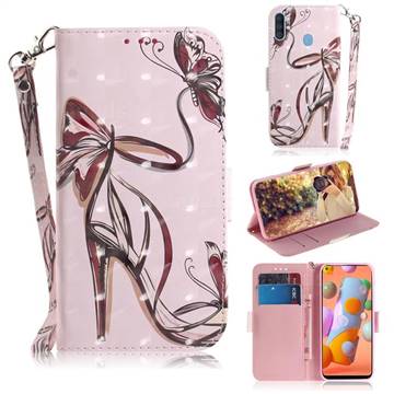 Butterfly High Heels 3D Painted Leather Wallet Phone Case for Samsung Galaxy A11