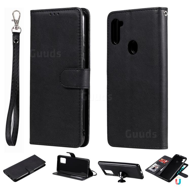 Retro Greek Detachable Magnetic PU Leather Wallet Phone Case for Samsung Galaxy A11 - Black