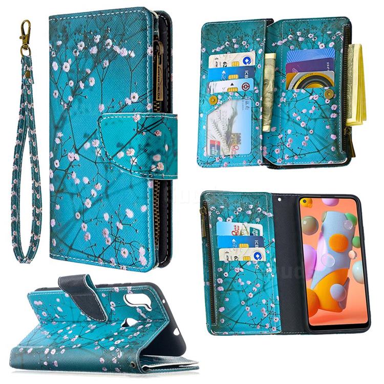 Blue Plum Binfen Color BF03 Retro Zipper Leather Wallet Phone Case for Samsung Galaxy A11